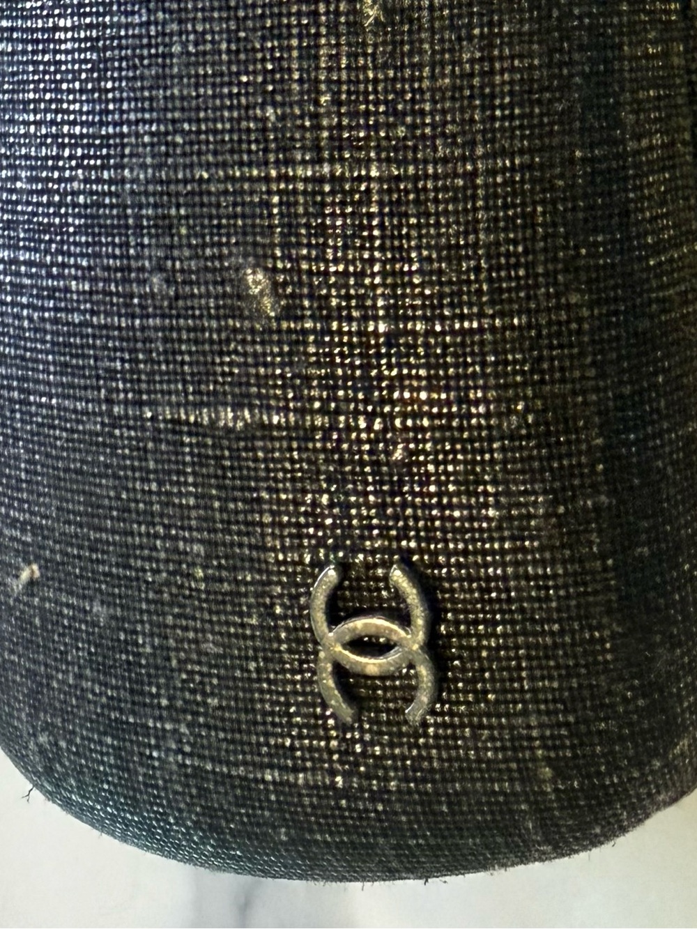CHANEL Black Sunglasses Case with Silver CC Logo